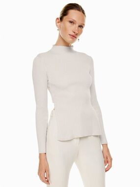 Babaton Ribbed Mock Neck Sweater in Matte Pearl XS